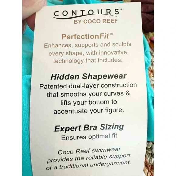 Coco Reef Contours Push Up Cameo Underwire Halter Bikini Top Turquoise Size 10 - Picture 12 of 16
